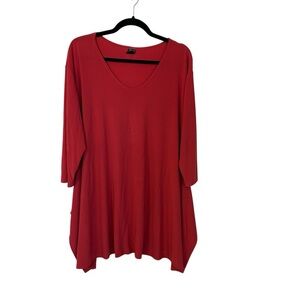 Boutique Women’s 3/4 Sleeve Dark Magenta Pink Tunic Scoop Neck Top Size 1X GUC